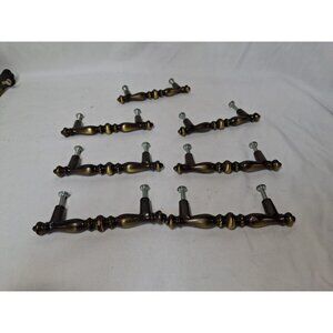 7 Vtg 1971 Amerock Hammered Brass Drawer Pull Handle, Carriage House Pattern